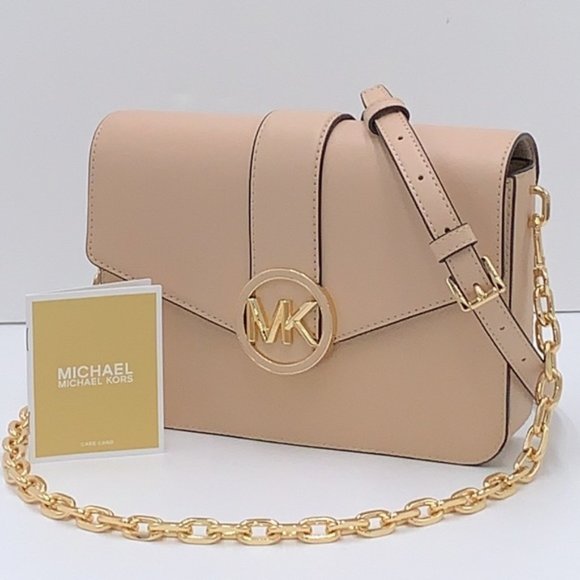 Michael Kors Carmen Medium Convertible Shoulder Bag Crossbody BUFF Leather - Picture 1 of 16